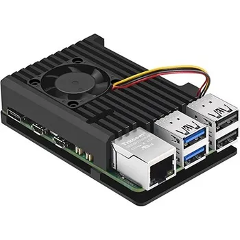 Elektronická stavebnice Krabička pro Raspberry Pi 5 Cooling Case, kovová s 1 větráčkem