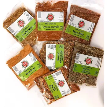 Koření Výhodná sada kořenících směsí bez soli "Červená masa-ECO" 7x75 g, Cretan Farmers