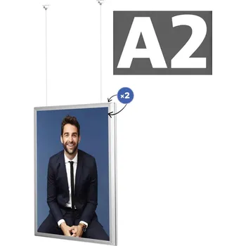 Rám na obraz MH Technic s.r.o. Oboustranný závěsný klaprám A2, ostrý roh, profil 32 mm + lankový set