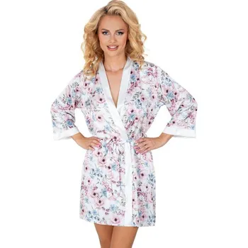 Dámské noční prádlo Dámský krátký župan s 3/4 rukávy Donna Rosa DON1353 - bílý - vel. S