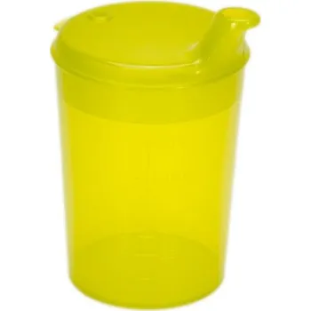 Jednorázové nádobí MEDI-INN Kelímek na nápoje se dvěma víčky 250 ml žlutý
