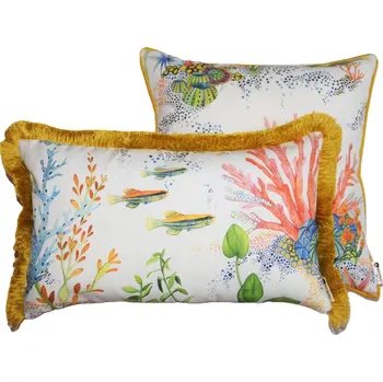 BOHOLOGY Bílý set dvou venkovních povlaků na polštář Marine