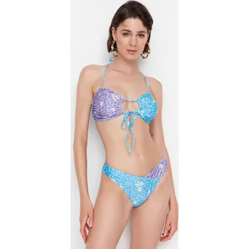 Dámská móda Trendyol květinový vzor barevně blokovaný spodní díl bikin Trendyol světle modrá 1813062