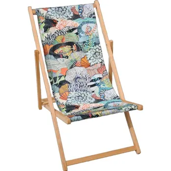 Zahradní lehátko BOHOLOGY Dřevěné zahradní lehátko Marine s barevným sedákem