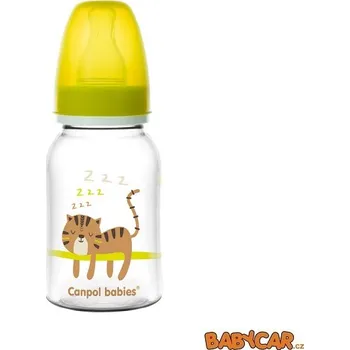 Kojenecká láhev CANPOL BABIES láhev s potiskem AFRIKA 120ml Tygr/Žlutá