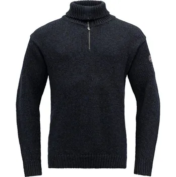 Pánský svetr Devold vlněný svetr se zipem Nansen Wool Zip Neck Barva: Dark blue melange, Velikost: XXL