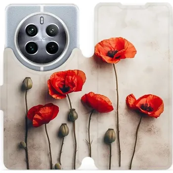 Pouzdro na mobilní telefon Flipové pouzdro Mobiwear - Realme 12 Pro 5G - VP42S Vlčí máky (Knížkové flip pouzdro, obal, kryt na mobil Realme 12 Pro 5G - VP42S Vlčí máky, materiál Umělá kůže + TPU - ochrana 360°, stojánek, silikonová vanička, magnetické zavírání)