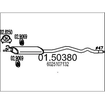 Tlumič výfuku Střední tlumič výfuku MTS 01.50380