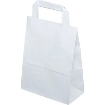 Obalový materiál Papírová EKO taška 180x80x230mm ploché ucho bílá 100 ks