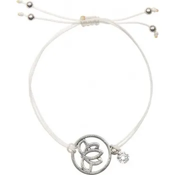 Náramek Flamenco Mystique Náramek na řemínku Lotos B238B, stříbrný, obecný kov bez chromu a niklu, nastavitelný průměr