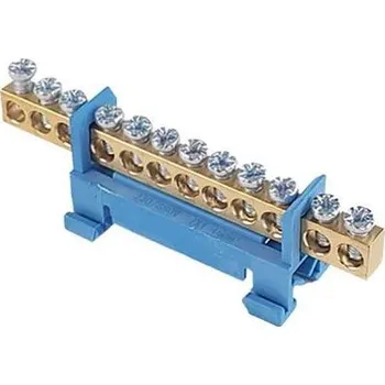 modulární přístroj a rozvaděč Nulovací můstek na DIN lištu FT030 12pólů modrý