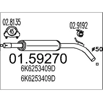 Výfukový systém Střední tlumič výfuku MTS 01.59270