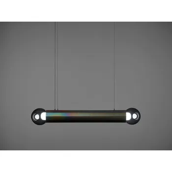 Designové závěsné svítidlo Brokis Prisma double small 1000, PC1318 Povrch Montury: broušená ocel lakovaná, Barva skla: Transparentní sklo, Povrchová úprava baldachýnu: žlutý zinek pískovaný + matný lak