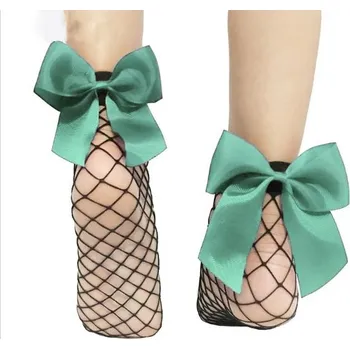 Dámské ponožky Flamenco Mystique Síťované ponožky s mátovou mašlí, černá, univerzální velikost, velmi pružné