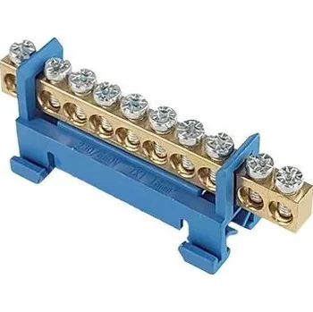 modulární přístroj a rozvaděč Nulovací můstek na DIN lištu FT030 10pólů modrý
