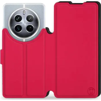 Pouzdro na mobilní telefon Flipové pouzdro Mobiwear Semiš - Realme 12 Pro 5G - Rudé & Černé (Knížkové semišové flip pouzdro, obal, kryt na mobil Realme 12 Pro 5G - Rudé & Černé, materiál semiš + TPU, ochrana 360°, stojánek, silikonová vanička, magnetické zavírání)