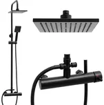 Erga Flova, sprchová souprava s pákovou baterií a dešťovou hlavicí 20x20cm, černá matná, ERG-YKA-BP.FLOVA 20 BLK