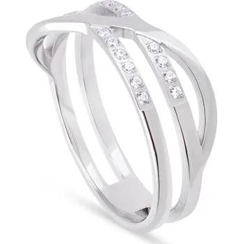 Prsten biju Prstýnek z chirurgické oceli se zirkonem tři kroužky překřížené 4000409 Velikost prstenu - obvod: 51 mm