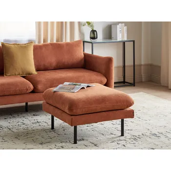 Taburet Čalouněný žinylkový taburet zlatohnědý 70 x 70 cm sametový moderní nábytek do obývacího pokoje ložnice pracovny Beliani