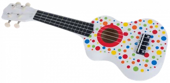 Hudební nástroj pro děti Hope Toys Dřevěné ukulele s barevnými puntíky