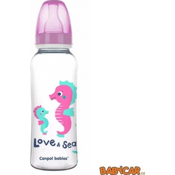 Kojenecká láhev CANPOL BABIES láhev s potiskem LOVE&SEA 250ml Růžová