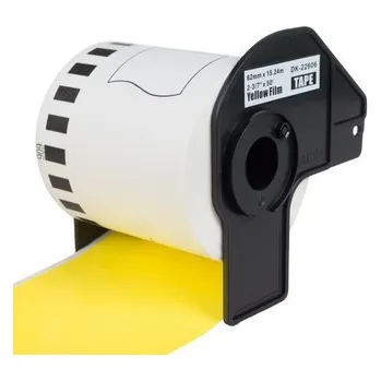 Pásek do tiskárny PRINTLINE kompatibilní etikety s Brother DK-22606, žlutá papírová role 62 x 15,24m