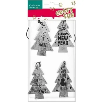 Přívěsek Craft with Fun Dekorativní ornament, kovový přívěsek, 4 ks.