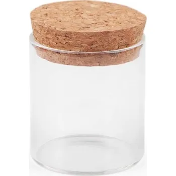 Dóza na potraviny Skleněná lahvička / dóza s korkem - (47x50 mm) transparent (4 lahv.)