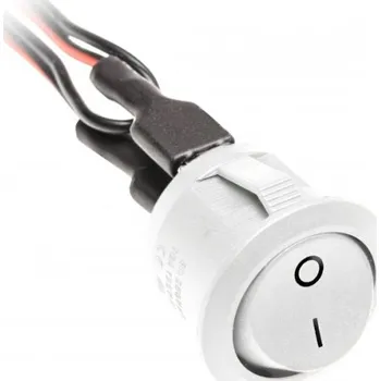 vypínač Kolébkový spínač bílý 12V 3A s 0,1m vodiči a mini konektory zesilovače samec a samice