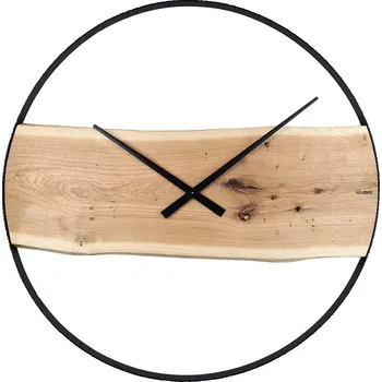 Hodiny KUBRi 1005A - Obrovské 80 cm hodiny z masivního dubu s kovovým rámem