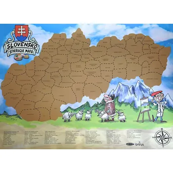 Žertovný předmět Stírací mapa Slovensko
