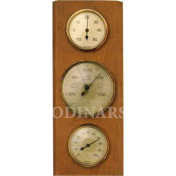 Barometr Barometr s teploměrem a vlhkoměrem na dřevěné podložce B203802