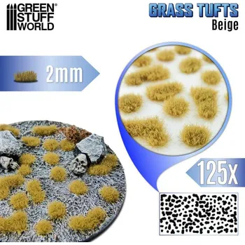 Plastikový model Grass Tufts – samolepící drny béžová tráva, 2mm (125 ks)