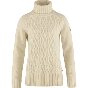 Pánské oblečení Svetr Fjällräven Övik Cable Knit Roller Neck W Flint Chalk White - XS + doprava zdarma