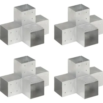 Příslušenství pro plot vidaXL Trámová spojka 4 ks ve tvaru X pozinkovaný kov 101 x 101 mm [145484]