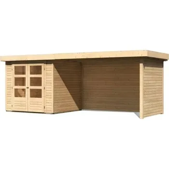 Zahradní stavba KARIBU HOLZTECHNIK dřevěný domek KARIBU ASKOLA 2 + přístavek 280 cm včetně zadní a boční stěny (77724) natur LG3221