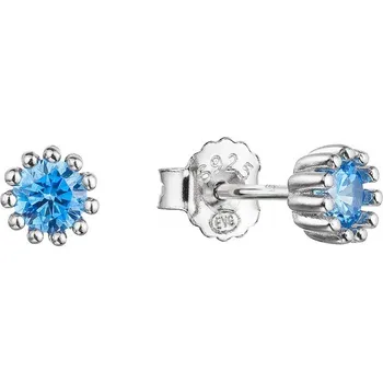 Náušnice Stříbrné náušnice pecky kulaté se zirkonem 11436.3 aqua