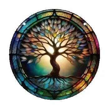 Strom života - Svoboda závěsná kulatá vitráž