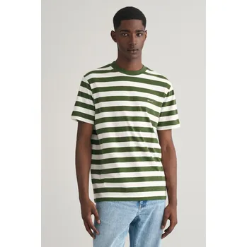 Pánské tričko TRIČKO GANT STRIPE SS T-SHIRT PINE GREEN