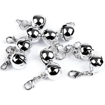 Vánoční dekorace Rolnička s karabinkou Ø13 mm - stříbrná (20 ks)