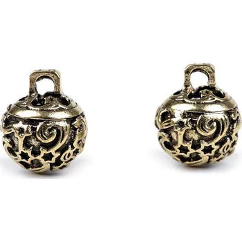 Vánoční dekorace Rolničky mosazné filigránové Ø12 mm, Ø15 mm - (Ø12 mm) zlatá (2 ks)