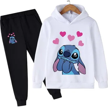 Lilo & Stitch Dětská tepláková souprava s potiskem na motivy oblíbeného seriálu " Lilo & Stitch" - bílá Barva: B, Velikost: 140