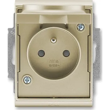 Elektrická zásuvka ABB TIME Zásuvka jednonásobná IP 44, s ochranným kolíkem, s víčkem, šampaňská