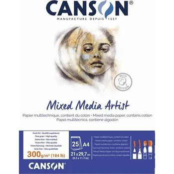 Výtvarný papír Blok CANSON Mixed Media Artist A4, 25 listů 300g