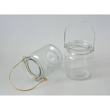 Svícen Skleněná lucerna k zavěšení ZLATÁ