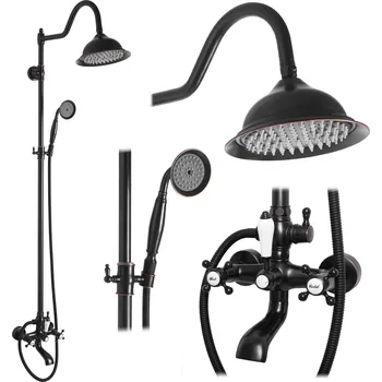 Vodovodní baterie Rea Bergamo, sprchový set v retro stylu, černá matná, REA-P5001