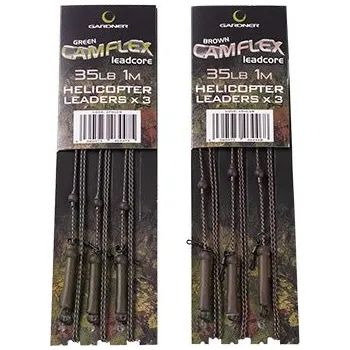 Gardner Tackle montáže Camflex Helicopter Leadcore Leaders 35 lb 3 ks 1,5m Varianta: Green (Zelená) (CFHLC|G