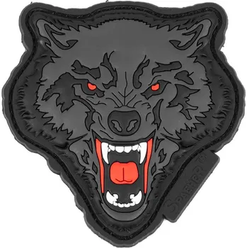 Nášivka JTG PVC 3D nášivka "Angry Wolf Head" - červená/šedá