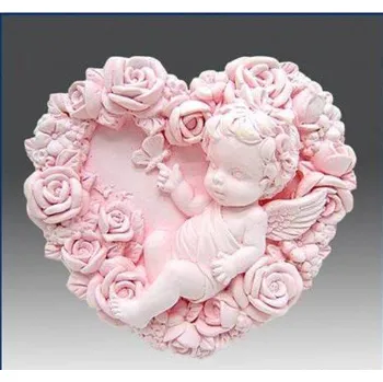 Silikonová forma - Andílek v růžích 72 x 65 x 30 mm