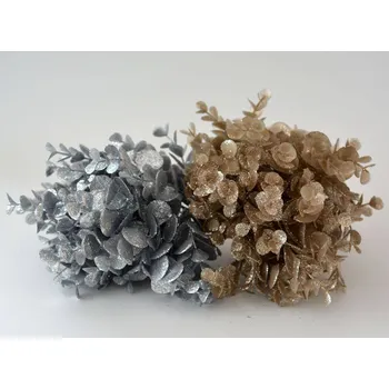 umělá květina Umělá kytice - Eukalyptus brokátový ZLATÝ